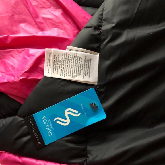 NWT DKNY Premium Down Blend Hooded Puffer Jacket Pink XL - Picture 13 of 15